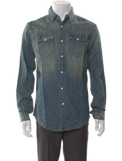 Pre-owned Blk Dnm Long Sleeve Denim Shirt In Blue