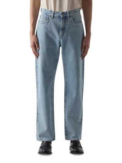 Blk Dnm Men's Washed-denim Mid-rise Straight-leg Jeans In Blue