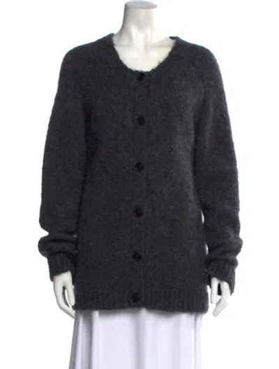 Pre-owned Blk Dnm Mohair Scoop Neck Sweater In Gray