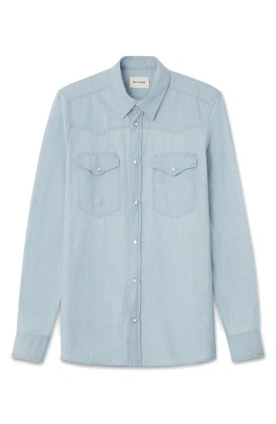 Blk Dnm Organic Cotton Chambray Western Shirt In Pale Blue