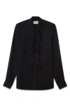 BLK DNM BLK DNM RUFFLE FRONT BUTTON-UP SHIRT