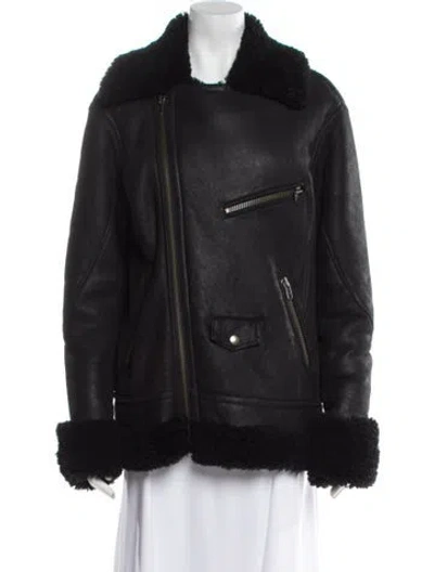 Pre-owned Blk Dnm Shearling Fur Coat In Black