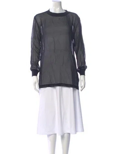 Pre-owned Blk Dnm Silk Crew Neck Top In Gray