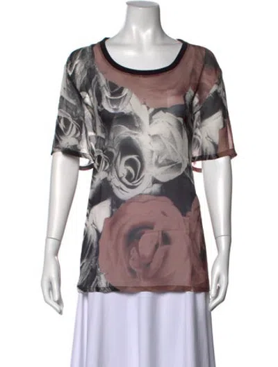 Pre-owned Blk Dnm Silk Floral Print Blouse In Neutrals