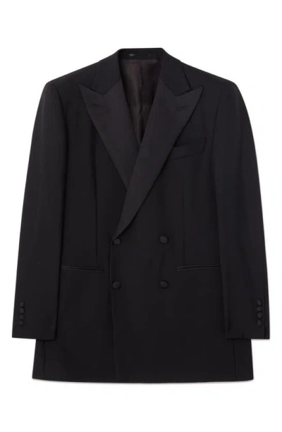 Blk Dnm Solid Wool Double Breasted Blazer In Black Wool Mohair