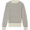 Blk Dnm Stripe Wool & Silk Sweater In White
