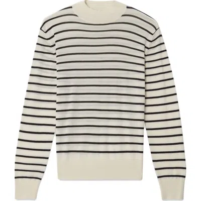 Blk Dnm Stripe Wool & Silk Sweater In White