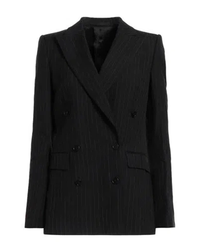 Blk Dnm Woman Blazer Black Size 4 Virgin Wool, Linen