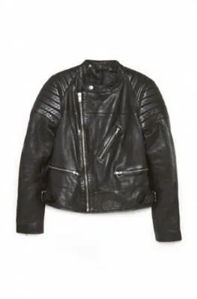 Pre-owned Blk Dnm Women's Black Leather Jacket 22 Wkl102