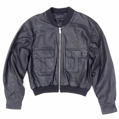 Pre-owned Blk Dnm Women's Black Leather Jacket 37 Wkl6301