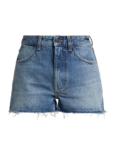 Blk Dnm Women's Raw-edge Jean Shorts In Blue
