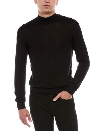 Blk Dnm Wool & Silk-blend Mock Neck Sweater In Transparent