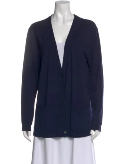 Pre-owned Blk Dnm Wool V-neck Sweater In Blue