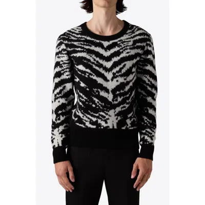 Blk Dnm Zebra Stripe Merino Wool Sweater In Black And White Zebra Jacquard