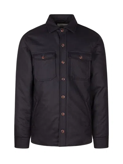 Bl'ker Blended Quilted Overshirt Hunter Shirt In Blue