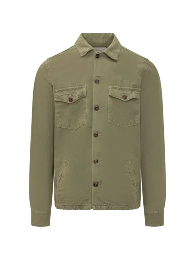 Bl'ker Buttoned Flap Pocket Shirt Jacket In Green