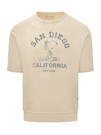 Bl'ker Giro Neck Mini Sweatshirt With Statement Print In Milk