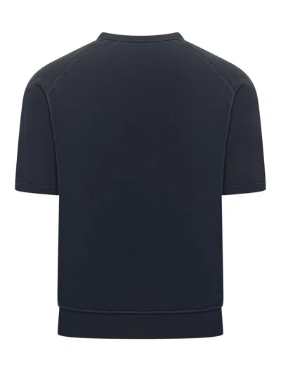 Bl'ker Giro Neck Sweatshirt With Unique Stamp Print In Navy