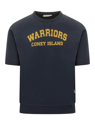 Bl'ker Giro Neck Sweatshirt With Unique Stamp Print In Navy