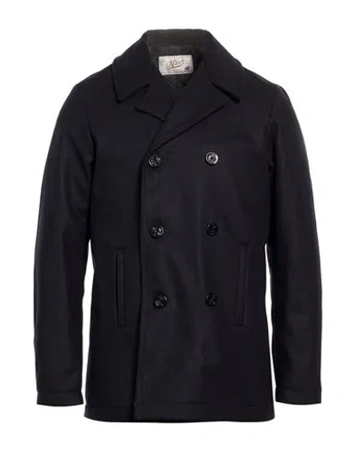 Bl'ker Man Coat Midnight Blue Size L Wool, Polyamide In Black