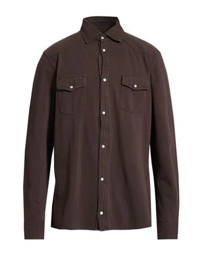 Bl'ker Man Shirt Dark Brown Size Xxl Cotton