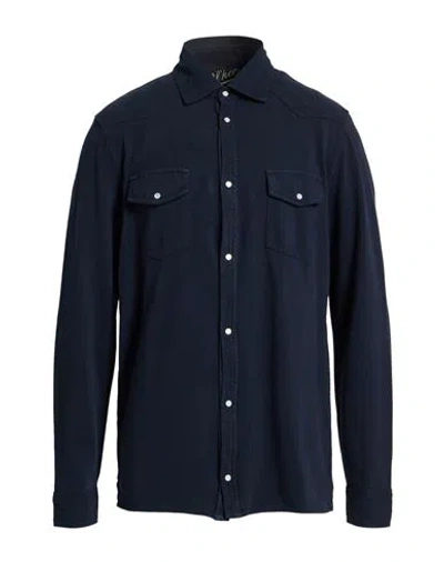 Bl'ker Man Shirt Midnight Blue Size Xxl Cotton