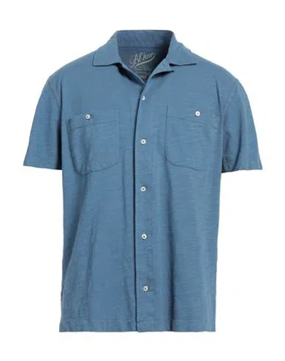 Bl'ker Man Shirt Pastel Blue Size M Cotton
