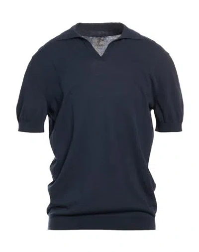 Bl'ker Man Sweater Navy Size Xxl Cotton In Blue