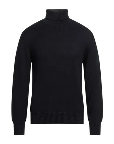 Bl'ker Man Turtleneck Midnight Blue Size S Wool In Black