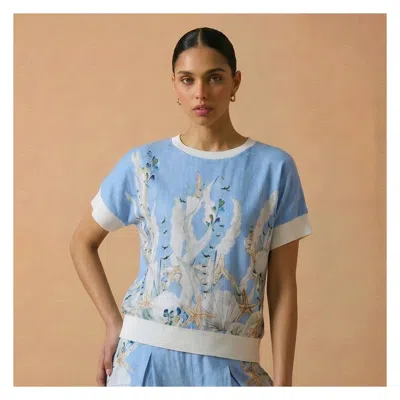 -bl^nk- Aquarius Short Sleeve Top In Light Blue