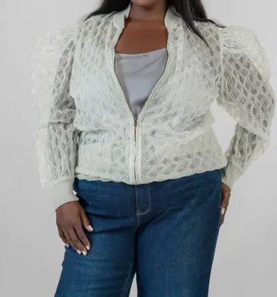 -bl^nk- Ayana Long Sleeve Zip Front Jacket - Plus In Mint In White