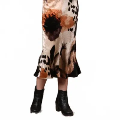 -bl^nk- Bellona Bias Cut Skirt In Beige In Multi