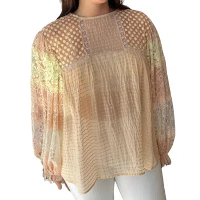 -bl^nk- Esteena Sheer Top In Peach Puff In Multi