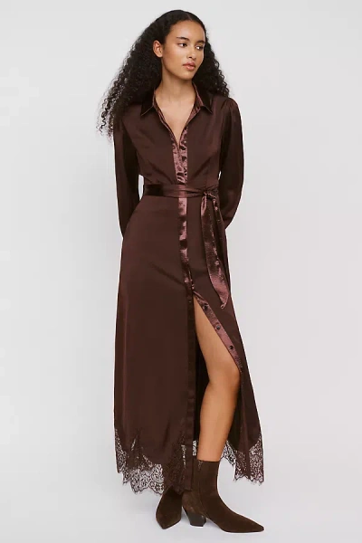 Bl-nk Jaeda Shirt Maxi Dress In Brown