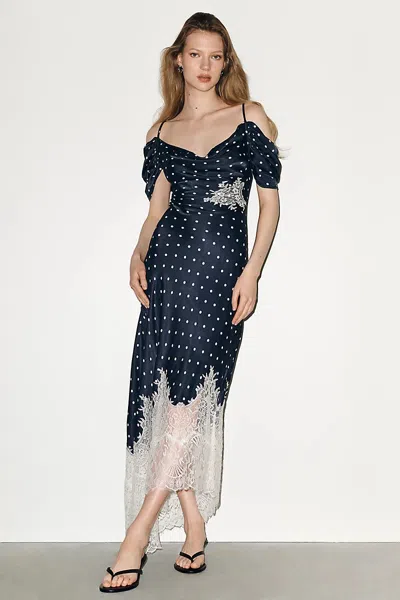 Bl-nk Regina Midi Slip Dress In Blue