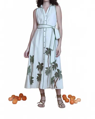 Bl-nk Revati Palm Tree Maxi Dress In Breezy Beige In Multi