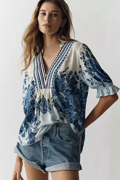 Bl-nk Stephanie Top In Blue
