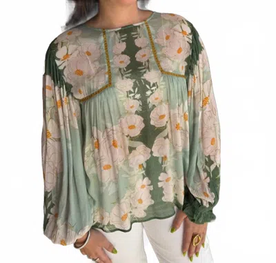 -bl^nk- Tiara Volume Sleeves Top In Mint Green
