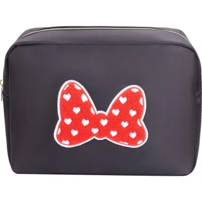 Bloc Bags Extra Large Heart Bow Cosmetics Bag In Black/red