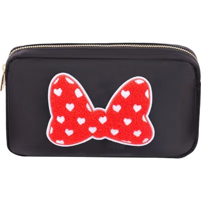 Bloc Bags Medium Heart Bow Cosmetics Bag In Black/red