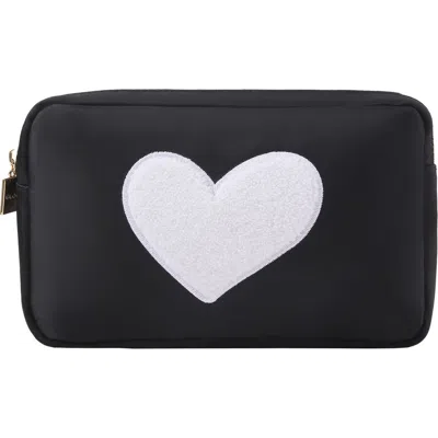 Bloc Bags Medium Heart Cosmetic Bag In Black/white