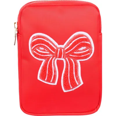 Bloc Bags Mini Bow Cosmetics Bag In Red/red Stripe