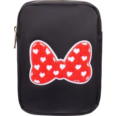 Bloc Bags Mini Heart Bow Cosmetics Bag In Black/red