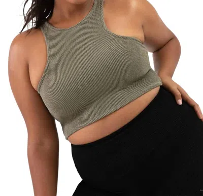 Bloch Crinkle Washed Racerback Crop Tank Top In Moss In Green