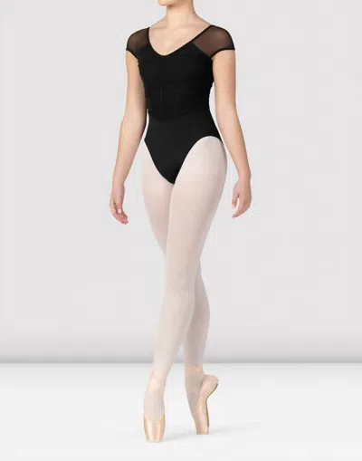 Bloch Ladies Flavia Ruched Bodice Cap Sleeve Leotard In Black