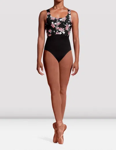Bloch Ladies Mirella Jardin Wide Strap Leotard In Black Floral