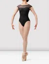 Bloch Mirella Chevron Boat Neck Leotard In Black In Black
