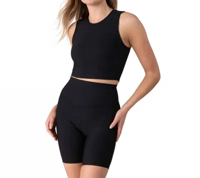 Bloch Ribbed Scoop Crop Tank Top In Ebony In Black