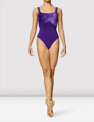 Bloch Tween Akira Velvet Wide Strap Leotard In Amethyst In Blue