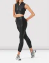 Bloch Zola Zip Front Leather Look Crop Top In Black In Black